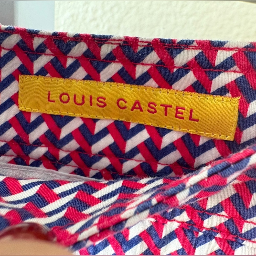 Louis Castel Geometric Golf Mini Skort in Pink White and Blue - Size 70 - Picture 4 of 4